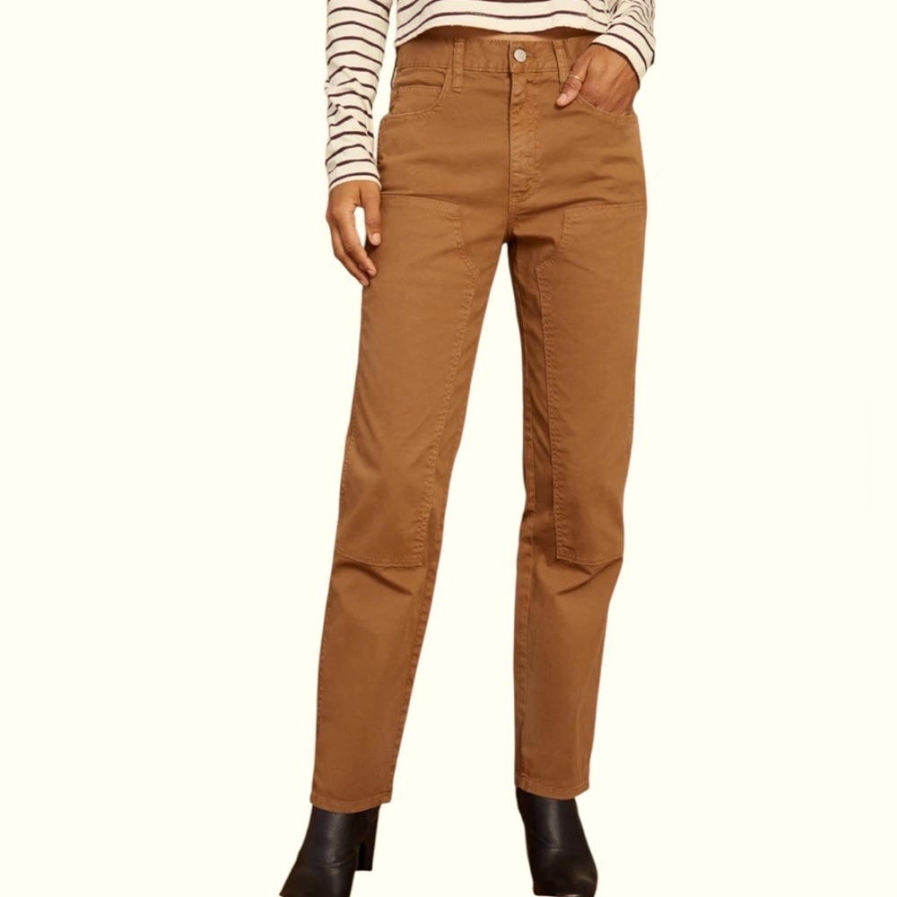 Amo Women's 27 Welding Pant High Rise Straight Leg Hit Below Ankle Sepia Nwt